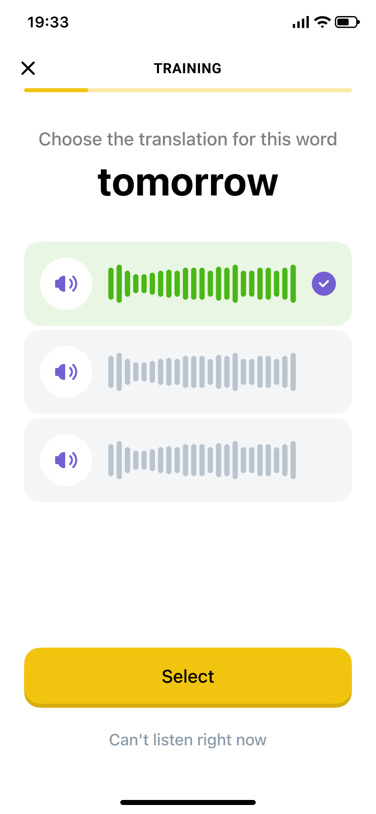 English Bites progress screen